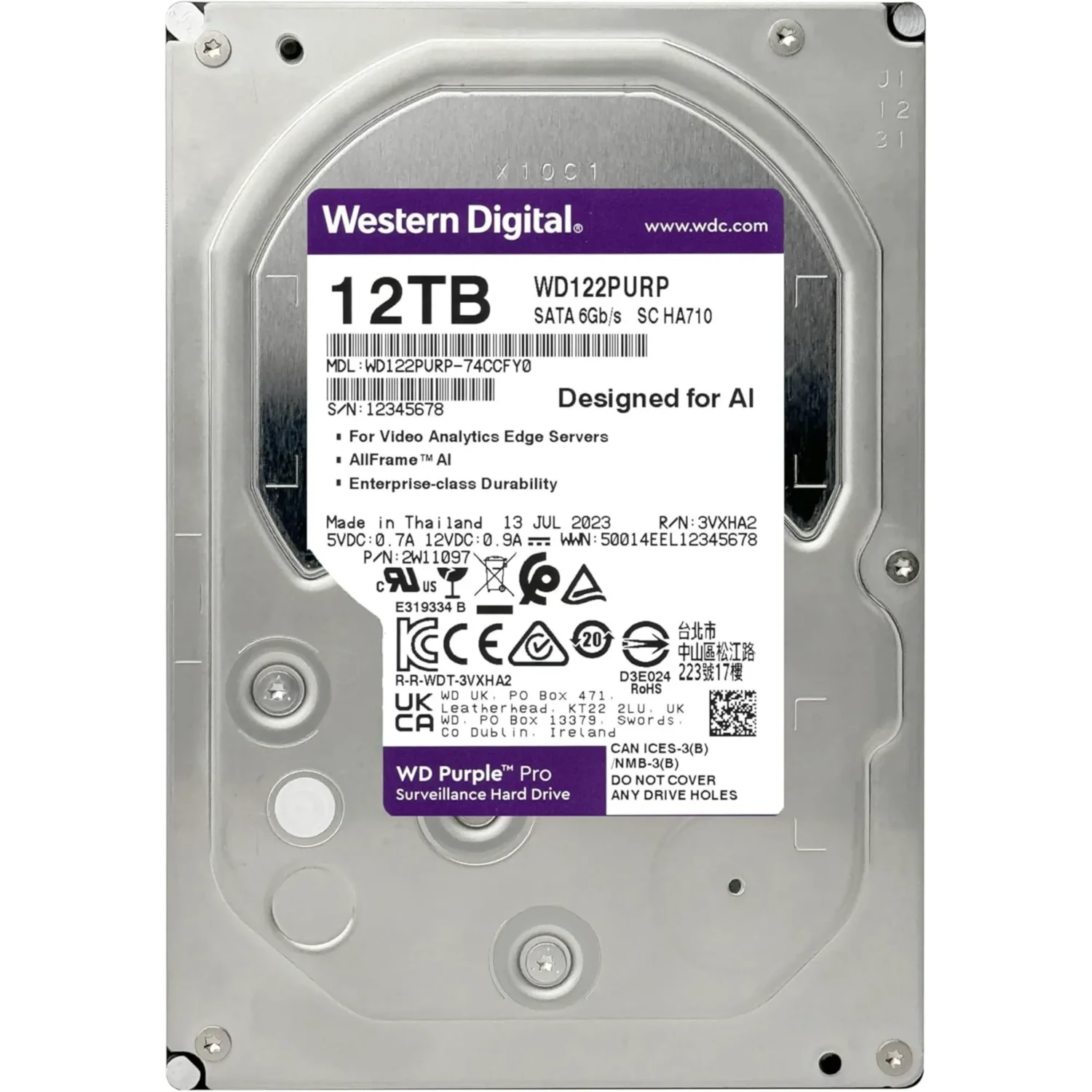 Disco Duro Wd Purpura Pro 12tb 3.5"