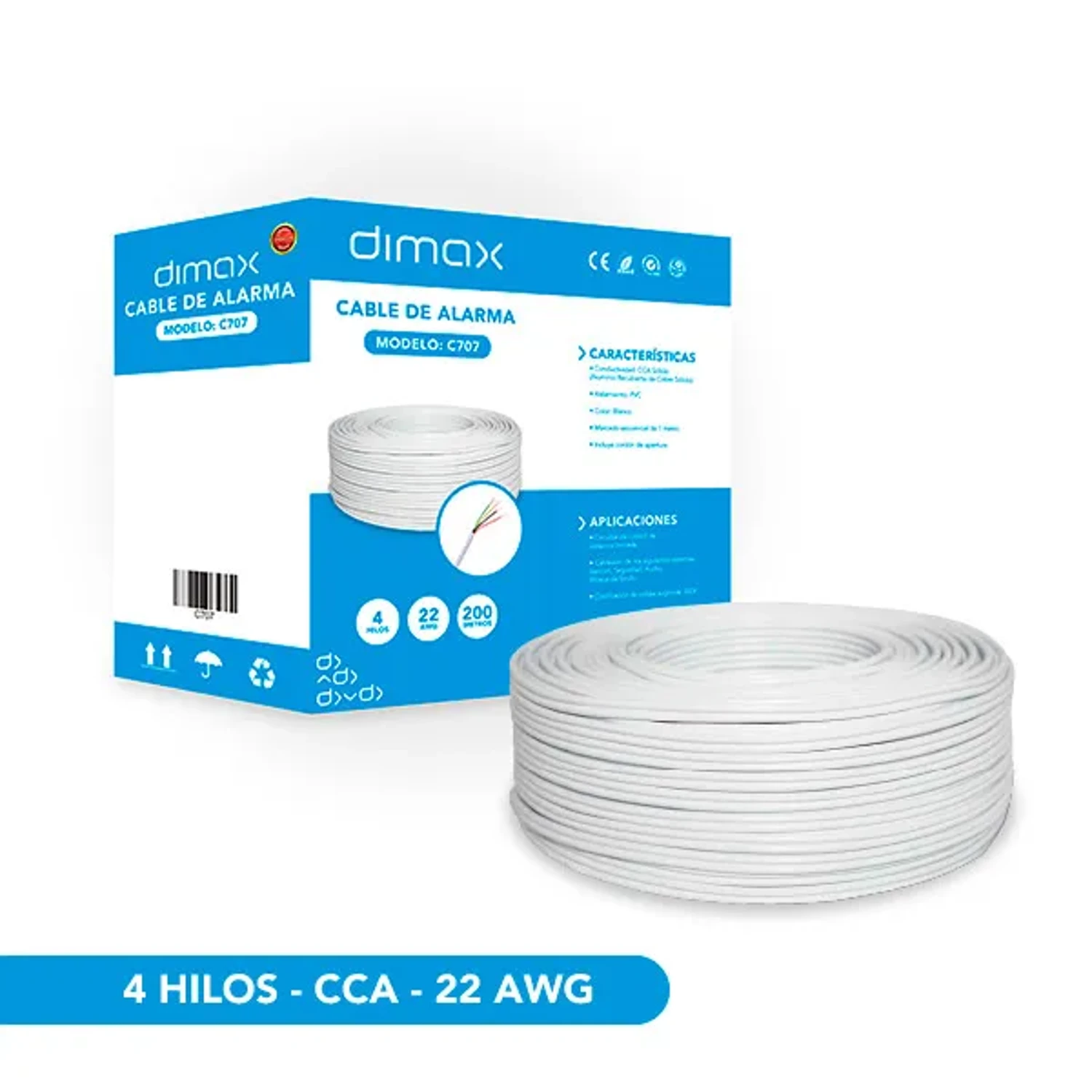 Cable Para Alarmas 4hilos Unifilar 22awg