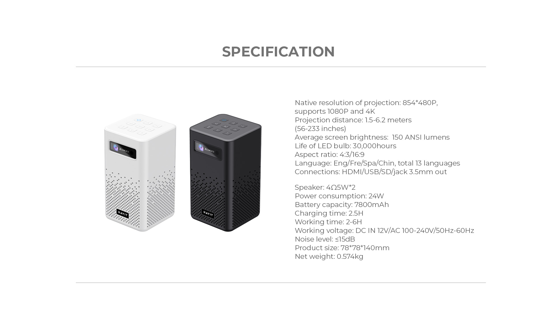 Mini Proyector Hd Dlp 180 Ansi Lumenes