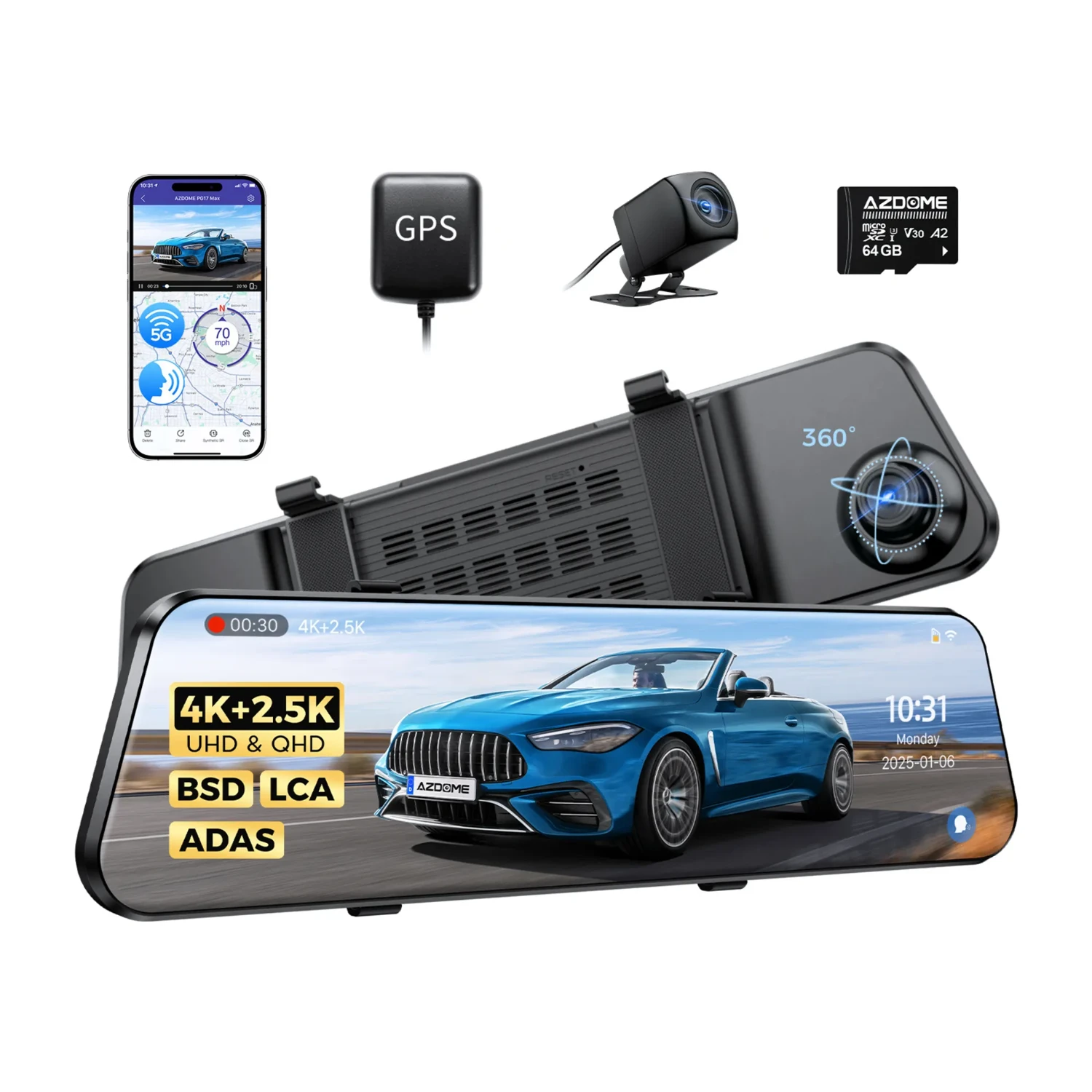 Dash Cam Tipo Retrovisor 4k