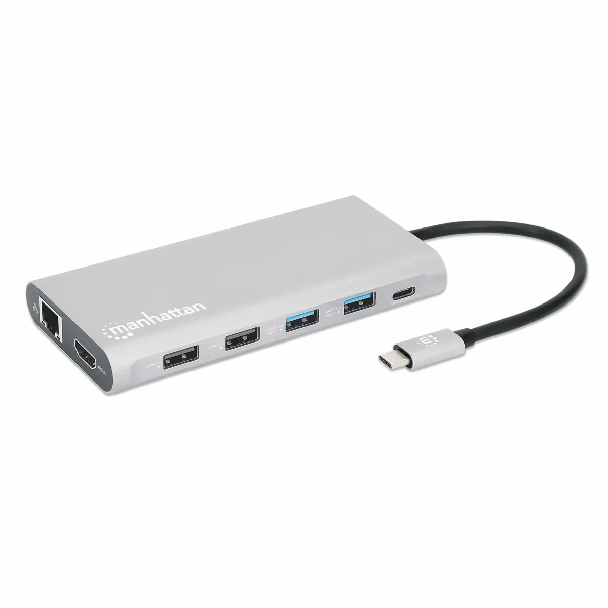 Manhattan Docking Station Usb-c Pd 12 En 1 Para Triple Monitor Hdmi Con Mst