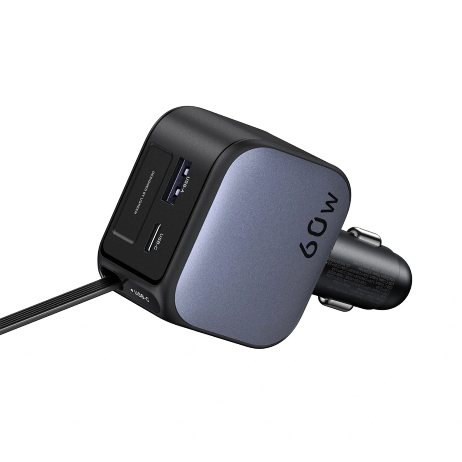 Cargador De Vehiculo 60w Cable Retractil