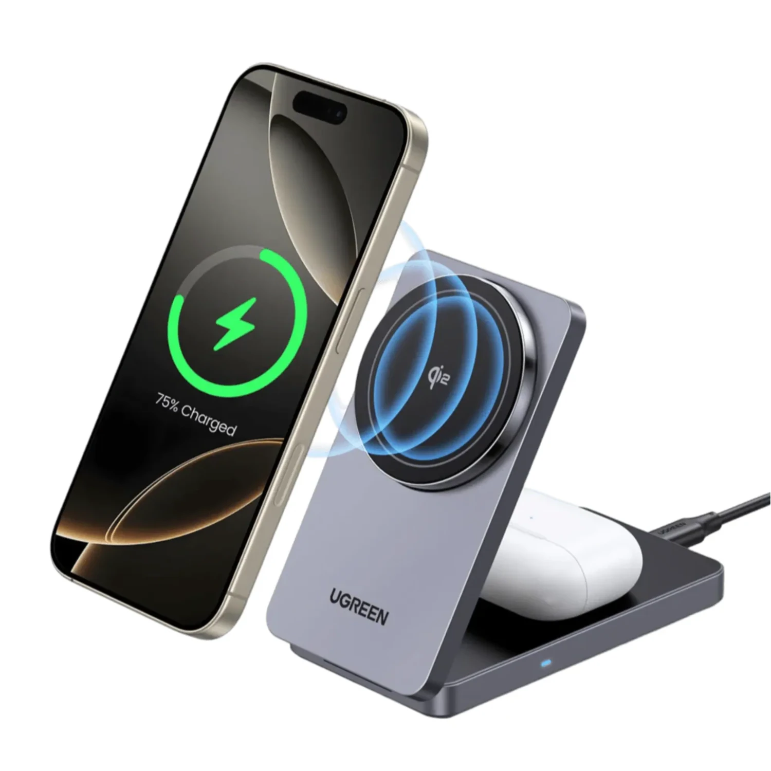 Ugreen Magflow Qi2 Cargador 2en1